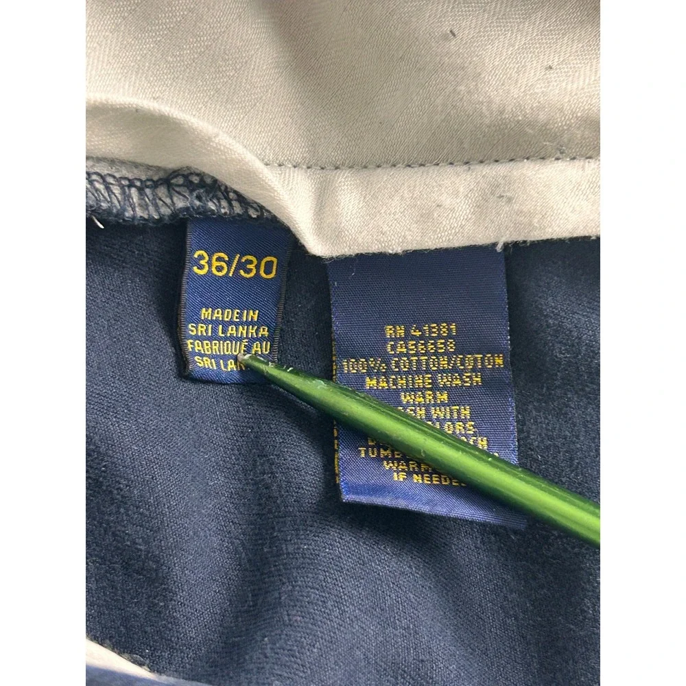 Polo Ralph Lauren Mens Chino Pants 36x30 Navy Blue Cotton Straight Leg Trousers